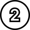 White circle with a bold black number 2, symbolizing the second essential step to join the 12AM Pub Crawl in Madrid, Europe's #1 social pub crawl for Erasmus students and solo travelers.