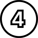White circle with a bold black number 4, symbolizing the forth essential step to join the 12AM Pub Crawl in Madrid, Europe's #1 social pub crawl for Erasmus students and solo travelers.